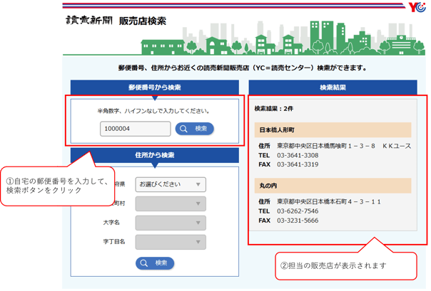 郵便番号から検索